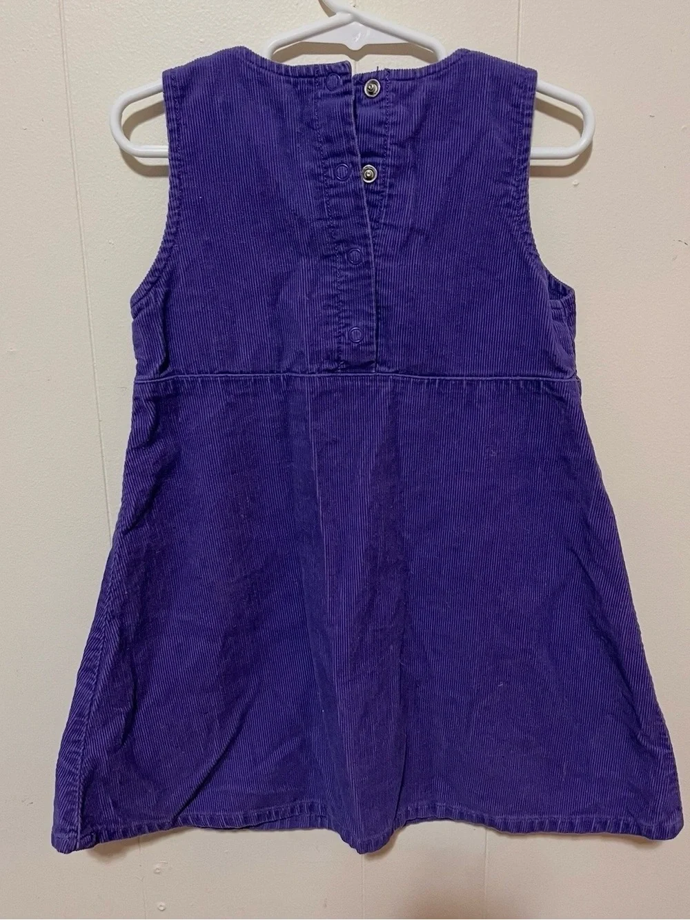 Vintage Toddler Girls Purple Corduroy Embroidered Jumper Dress 3T 4T